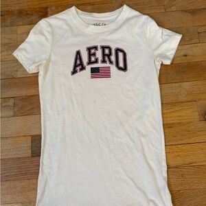 Aeropostale White Tee with Flag Graphic